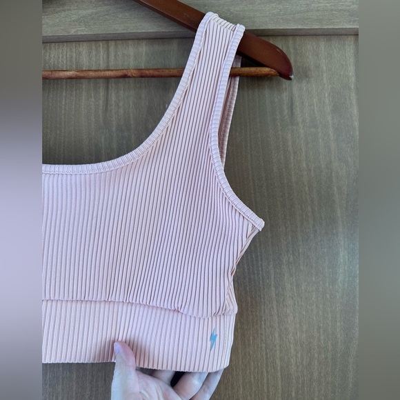 Electric Yoga Pink Sedona Ribbed Bra Flower Cutout Back Women’s size Small - Picture 4 of 15